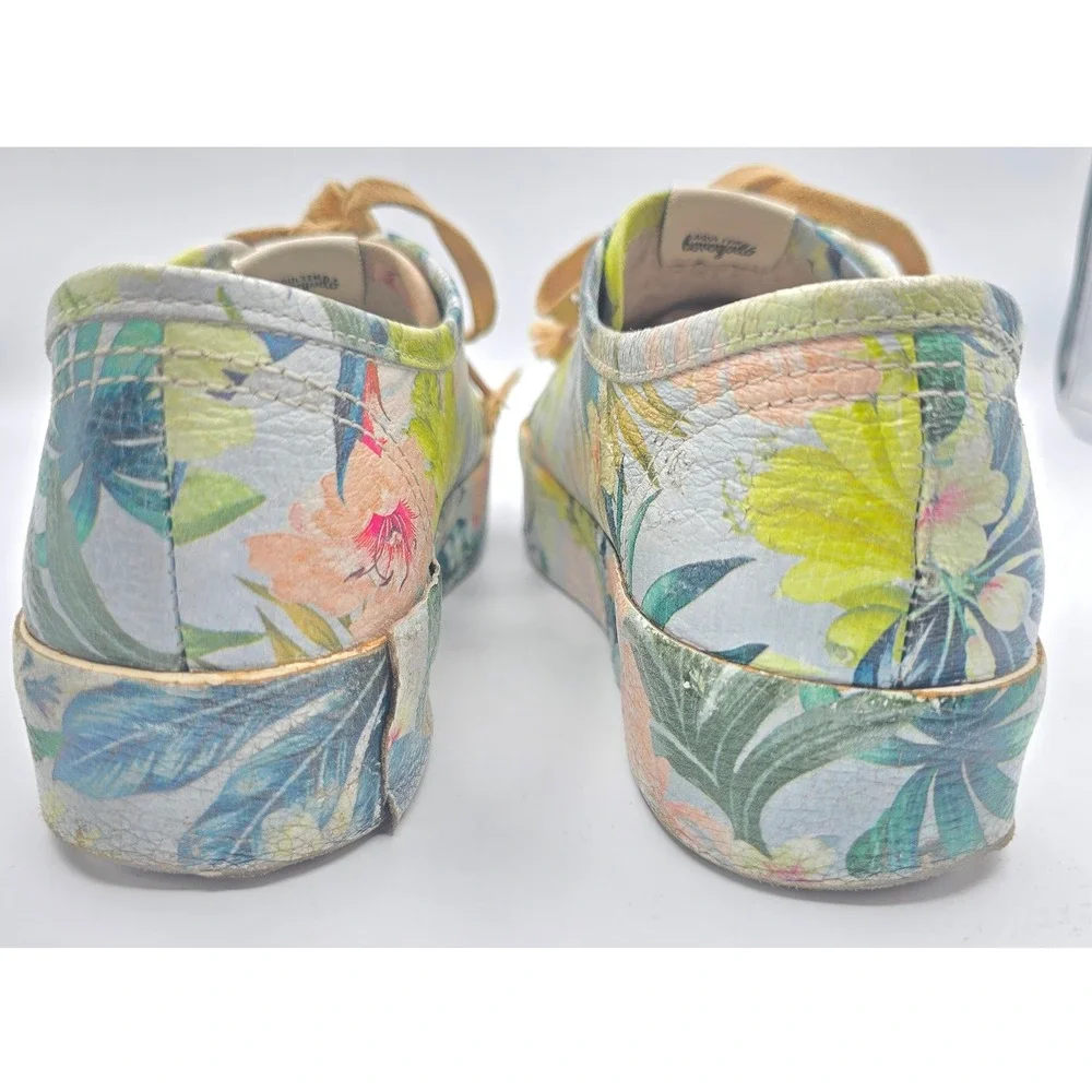 Rare FARM Rio Brazil Tropical Botanical Floral Leather Platform Sneakers 38 US 8